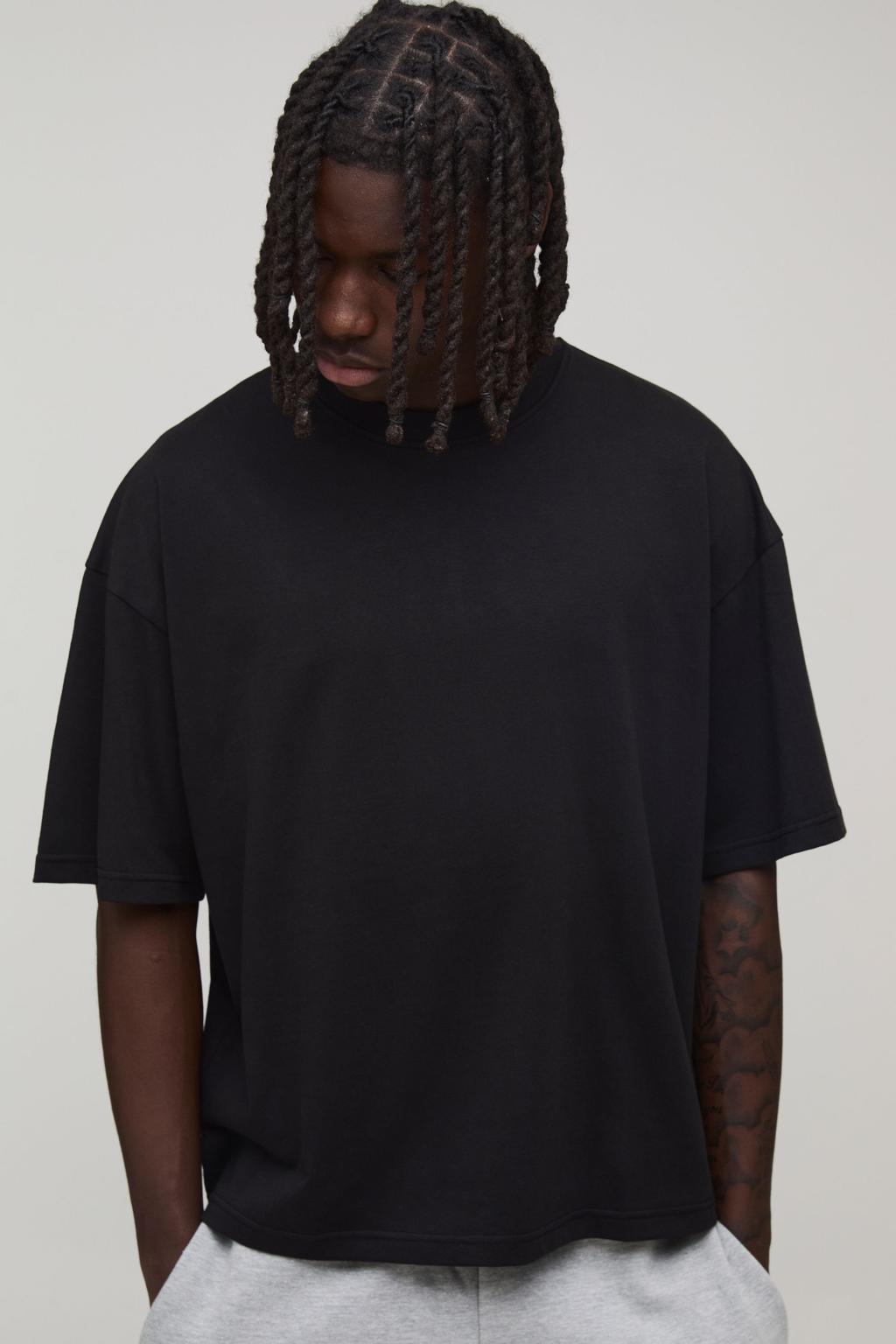 Essential Oversized Boxy Crew Neck T-Shirt — Black