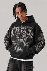 Angel Archive Washed Graphic Hoodie — Charcoal